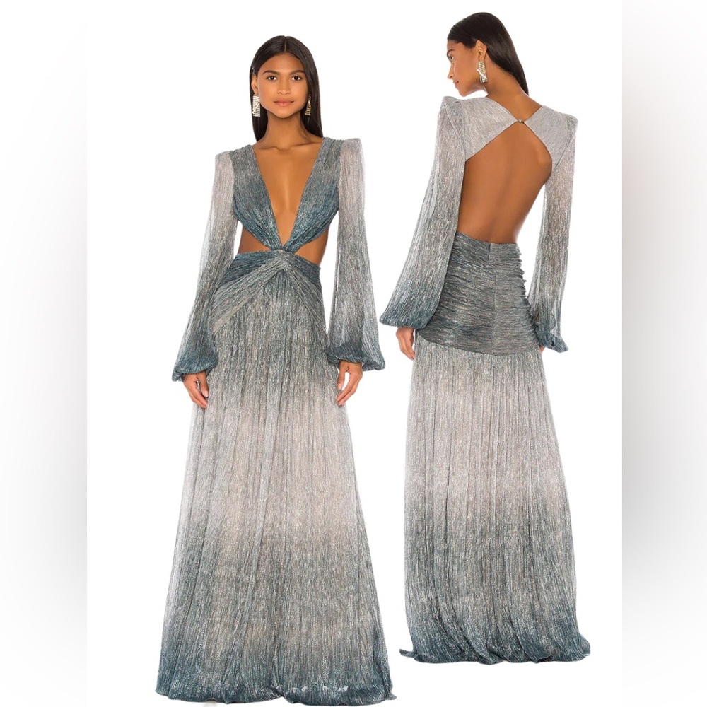 Patbo - Ombre Lurex Cutout Maxi Dress - Cyan